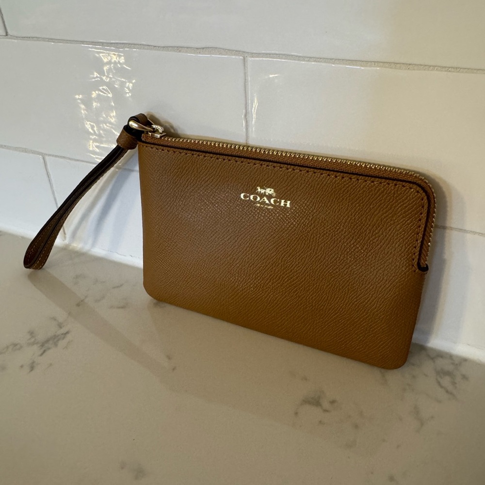 Coach Tan Leather Wristlet